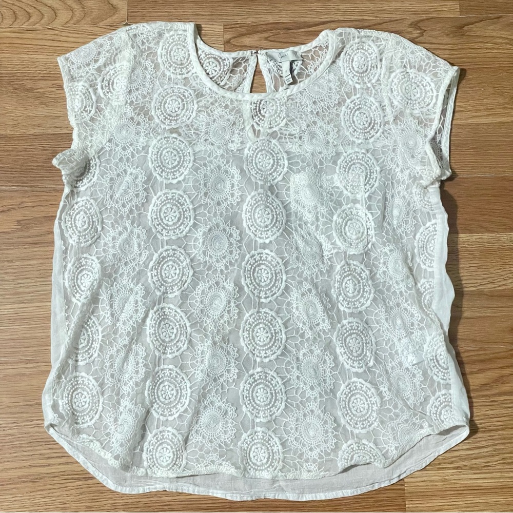 Joie White Lace Cap Sleeve Blouse